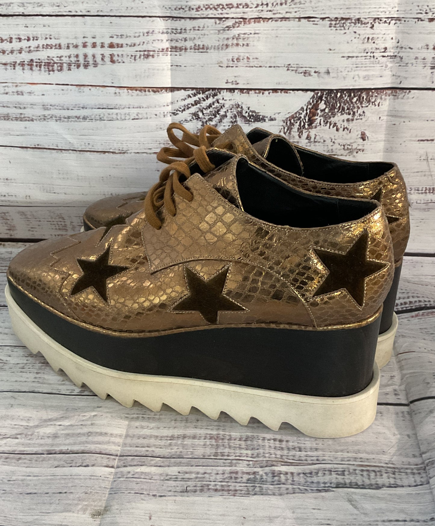 Stella McCartney Elyse Platform Star Oxfords Sneakers Bronze 6.5