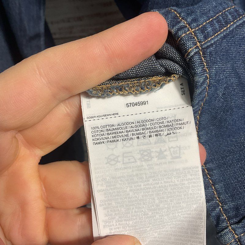 NWT MNG Jordan Dark Wash Denim Contrast Stitch Western Button Up Blouse Size XS