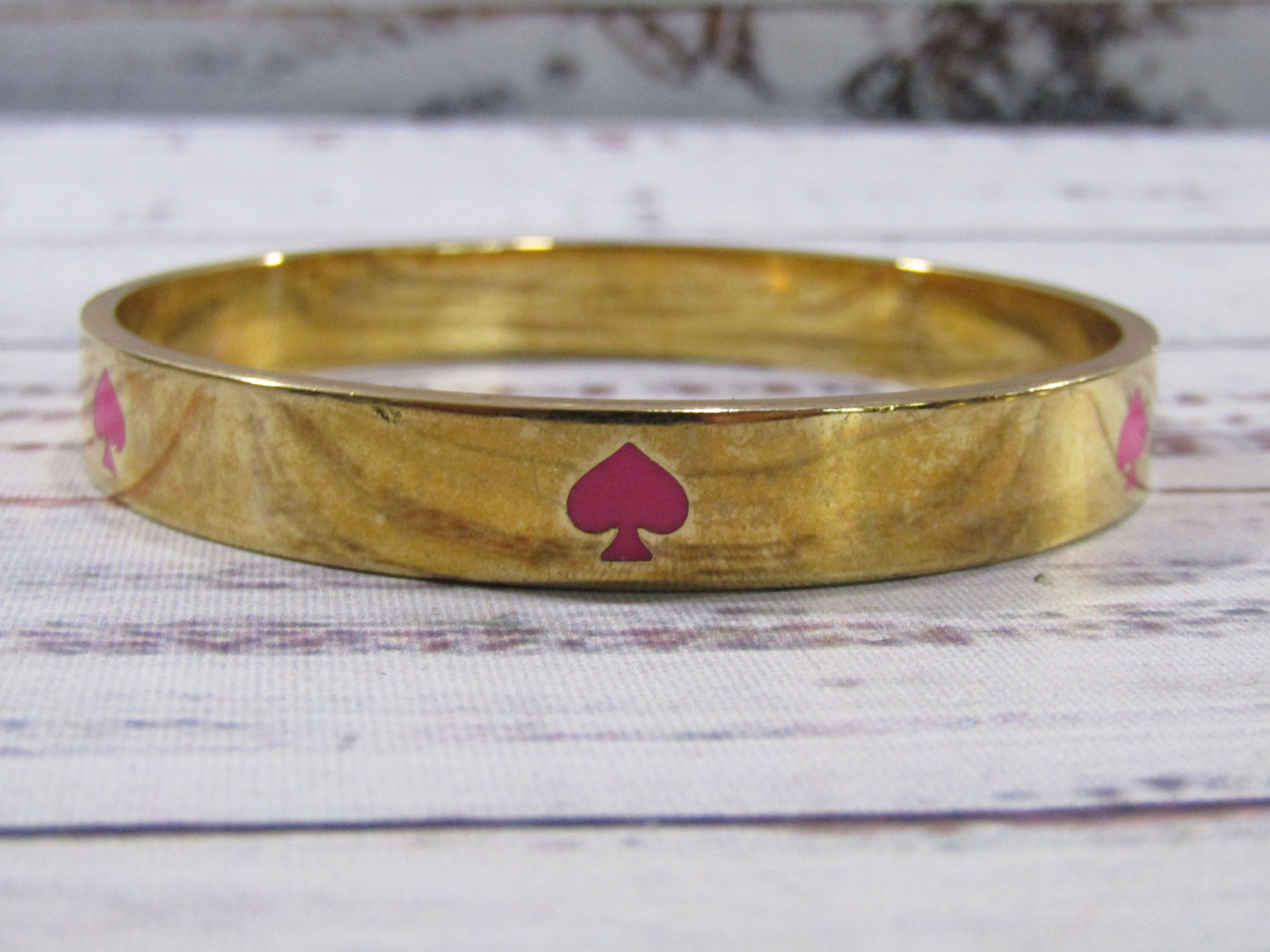 Kate Spade Gold Plated Love Knot Bracelet & Pink Spade Enamel Bangel Bracelet
