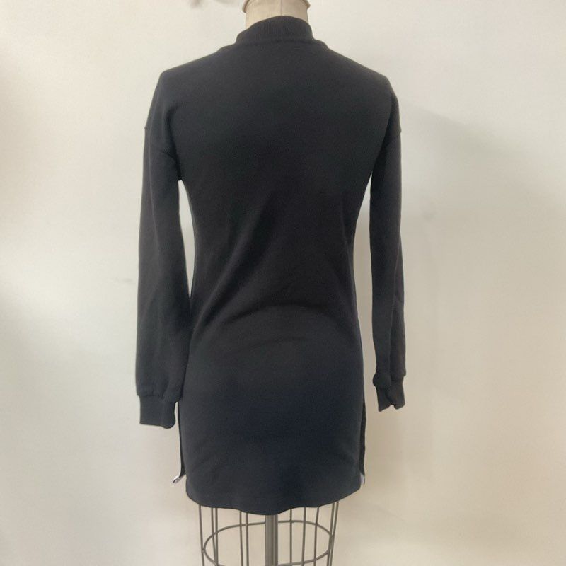 Bench. Black long Sweater Logo Embodied Cotton Blend Dress - Size 2/4