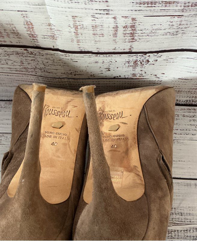 Women's Jerome C. Rousseau Taupe Suede Stiletto Boots Size 40 US 9