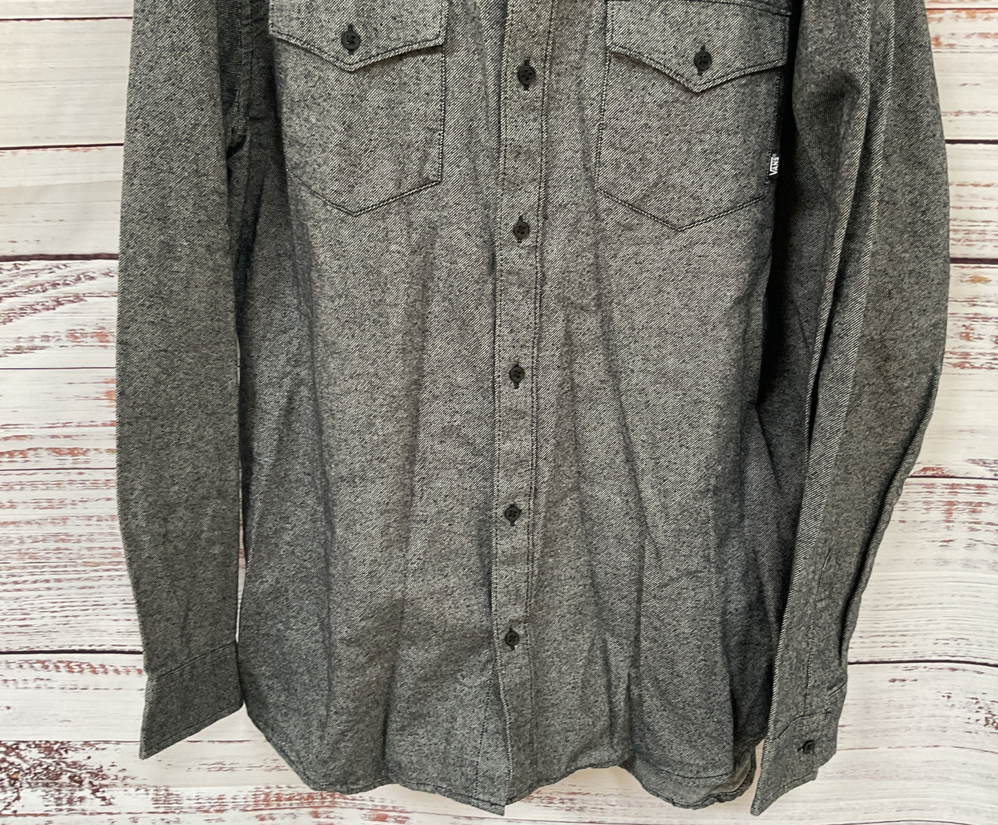Vans Men's Gray Long Sleeve Button Down Shirt Size L