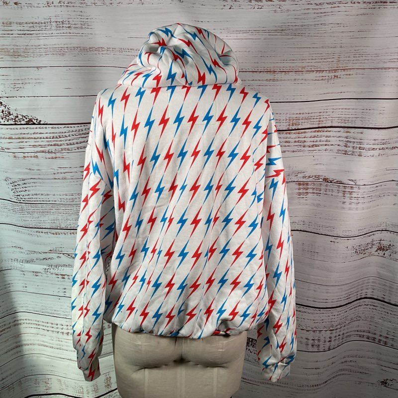 AVIATOR NATION Men's/ Unisex White Bolt Logo Embroidered Bolt Hoodie- SZ M