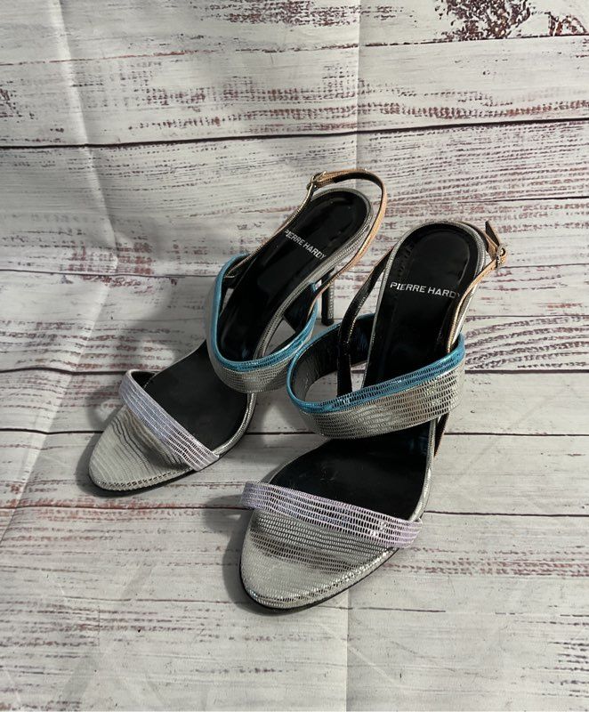 Pierre Hardy Women's Silver Scale Multicolor Slingback Heels Size 36.5 EU 6.5 US