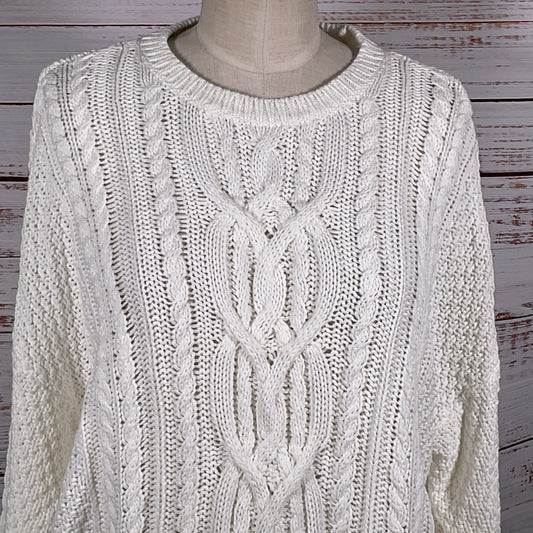 NWT LAUREN by RALPH LAUREN Resort 23 Women's White Cable Pullover Sweater- SZ 2X