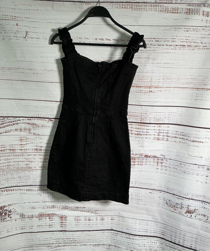 Women's Reformation Jeans Black Filis Denim Mini Dress Size 2