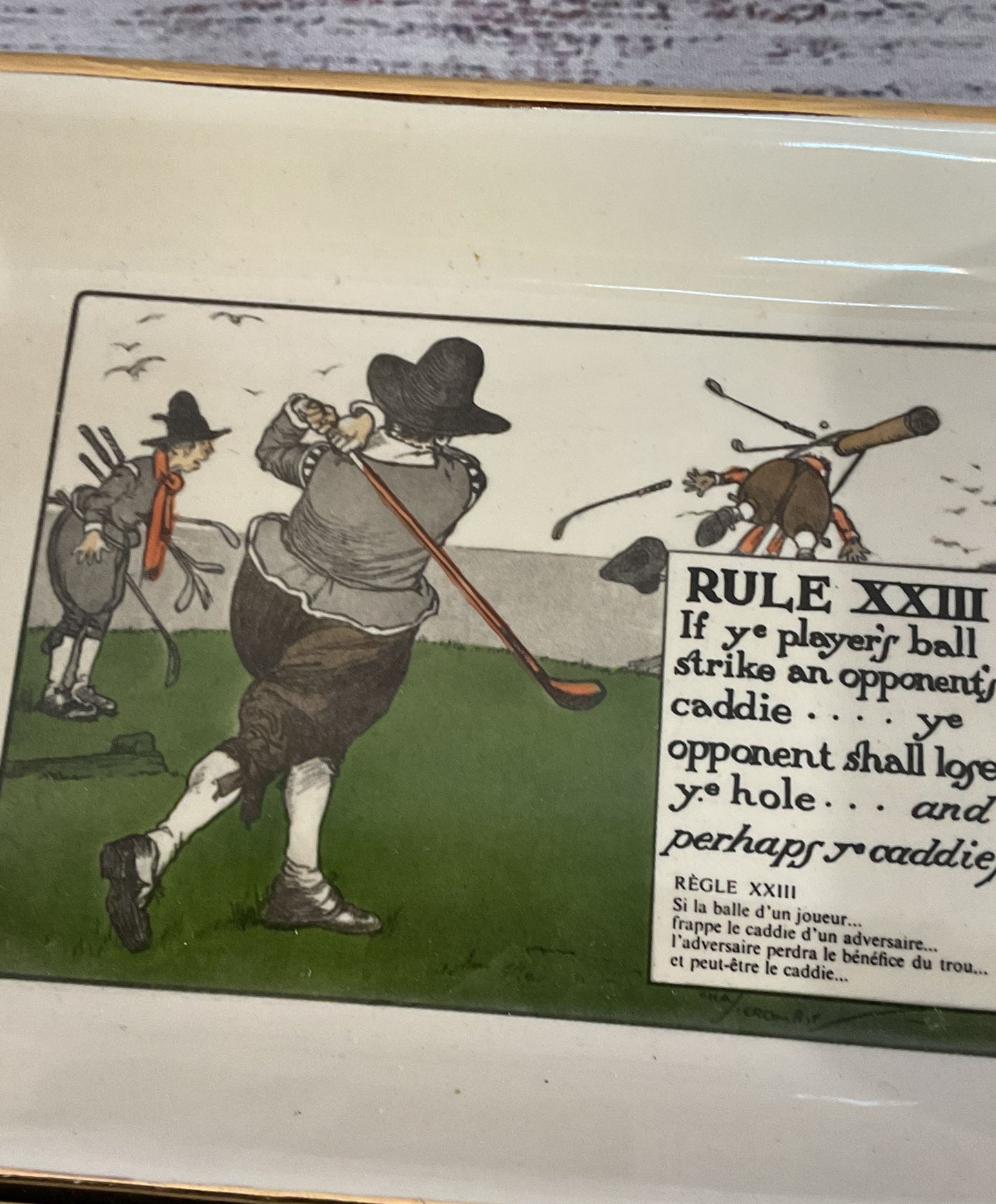 Delano Studios Vintage Hang Rule XXIII Of Golf Perrier Water Ceramic Tray