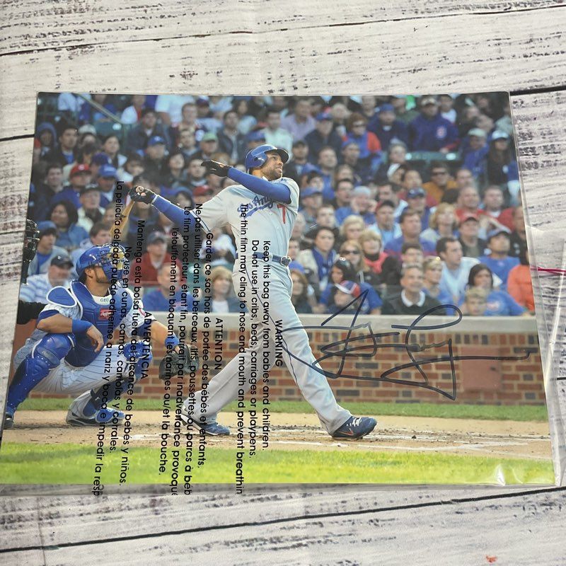 LA Dodgers Lot Of 4 Autographed Baseball Photos (Andre Ethier, Ausmus, Loney)
