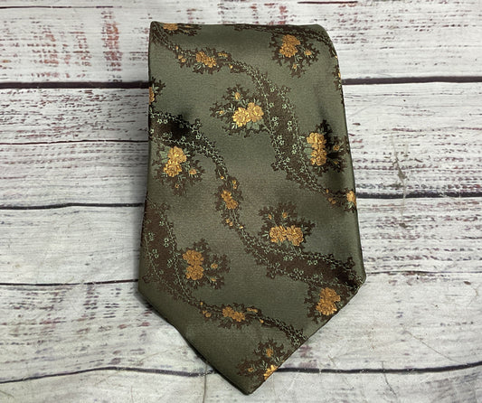 Ted Baker Silk Floral Print Tie Green OS