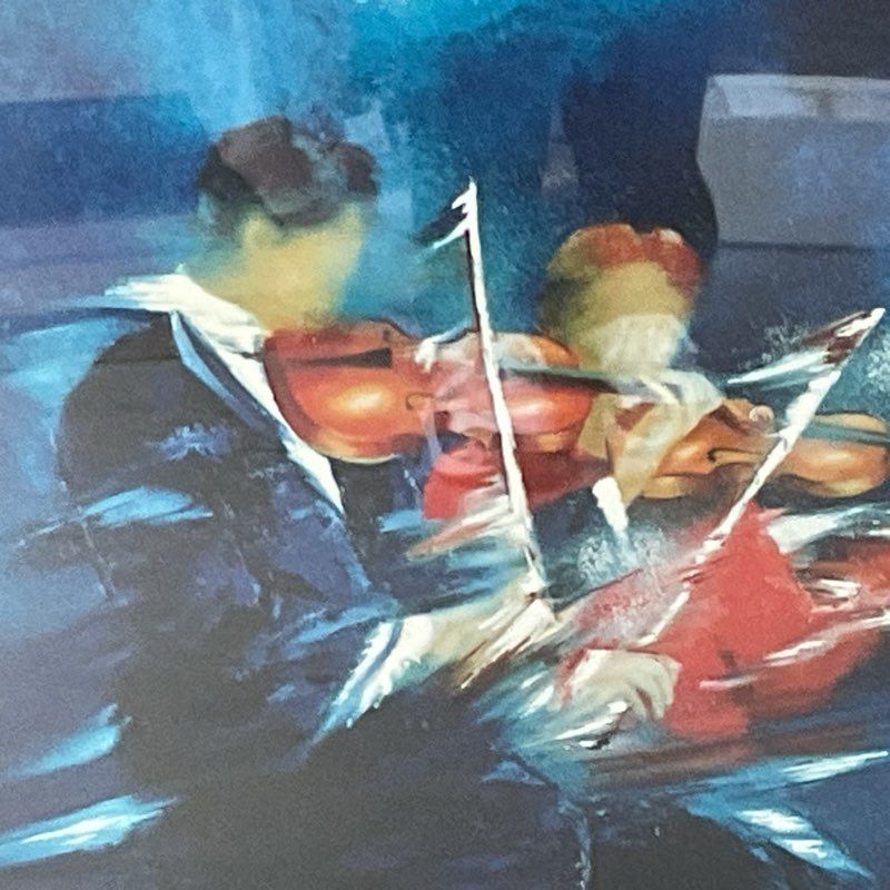 Pencil Signed VICTOR SPAHN "Violin Duo Concert" Serigraph- FRAMED 32.75" X 37.5"