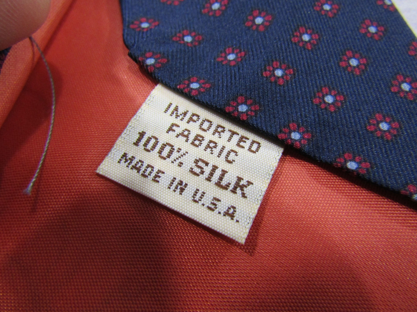 Vintage Yves Saint Laurent Men's Blue Red Floral Silk Tie Made in The U.S.A.