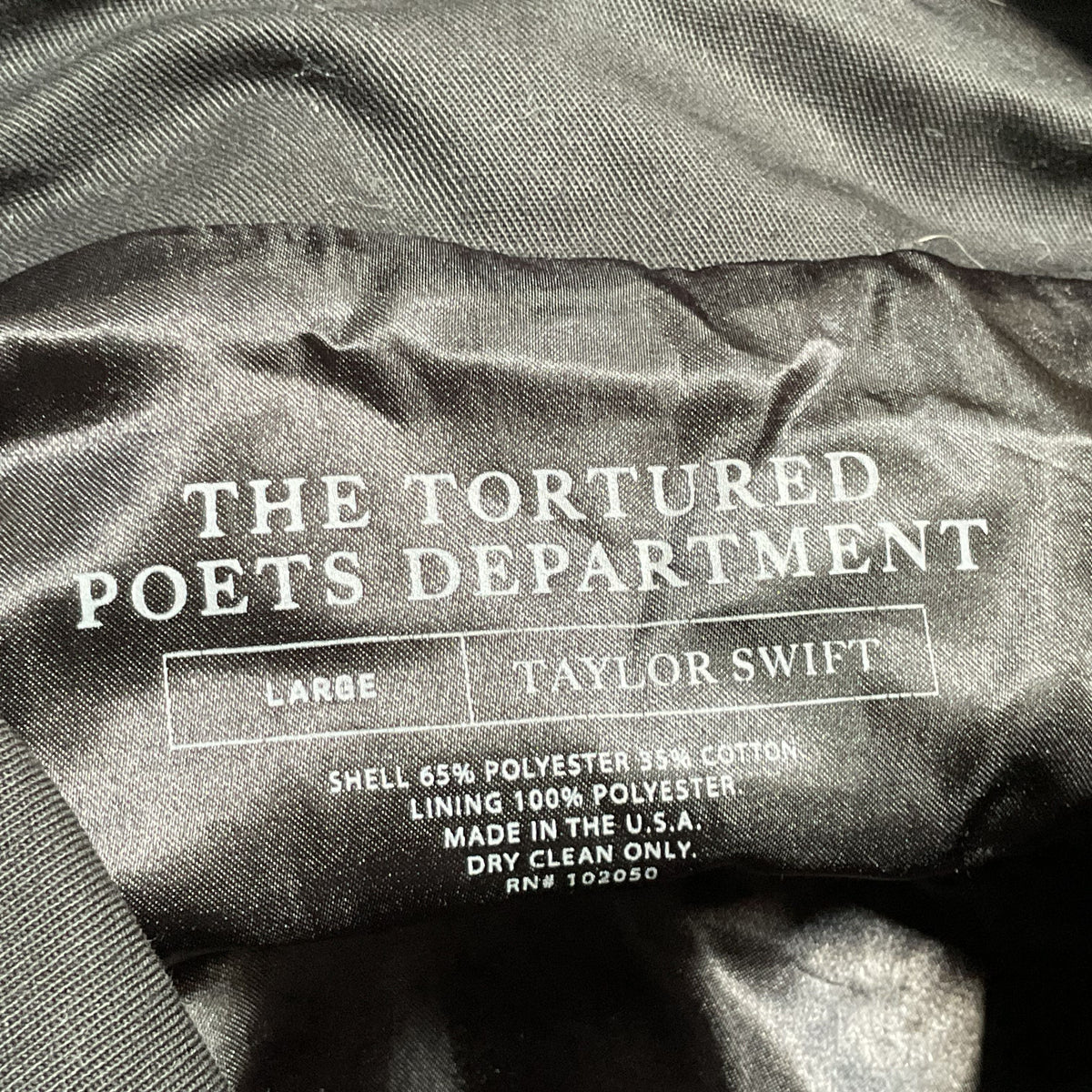 TAYLOR SWIFT The Tortured Poets Department Black Jacket- SZ L