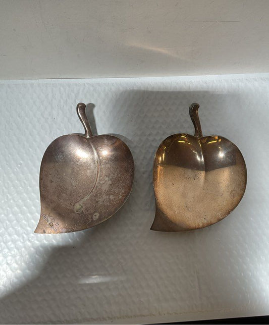 Set Of 2 Vintage B. Rogers Silver Co 1883 Leave Bowls Gun Club