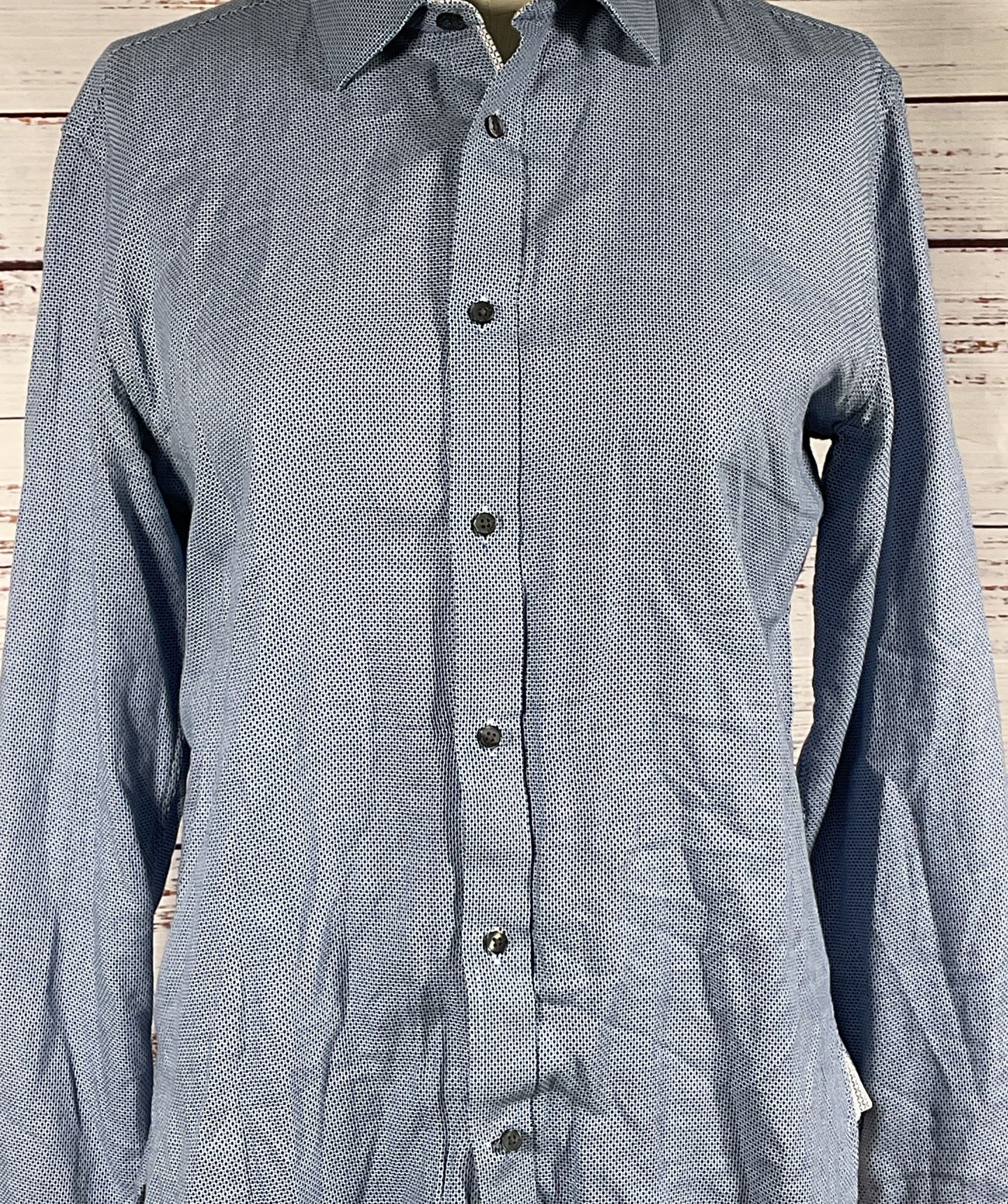 Ted Baker Endurance Button Down Long Sleeve Shirt Blue 16 34/35