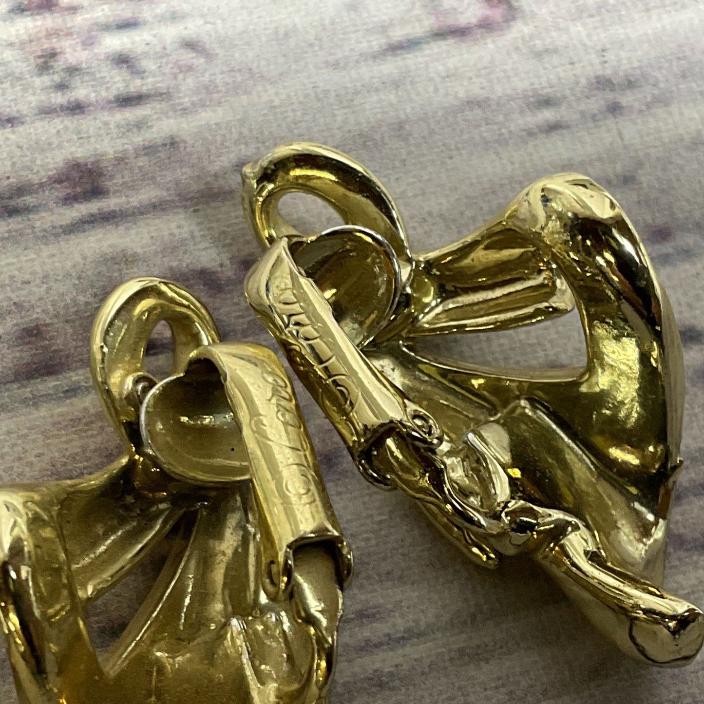 2 Pair of VTG. CORO Gold & Yellow Tone Clip On Earrings- 1.25"