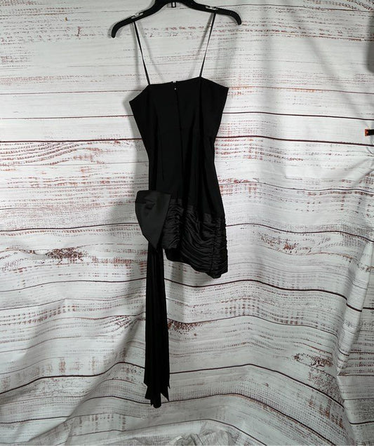 NWT Hutch Black Mini Dress with satin ruching and bow Size 0