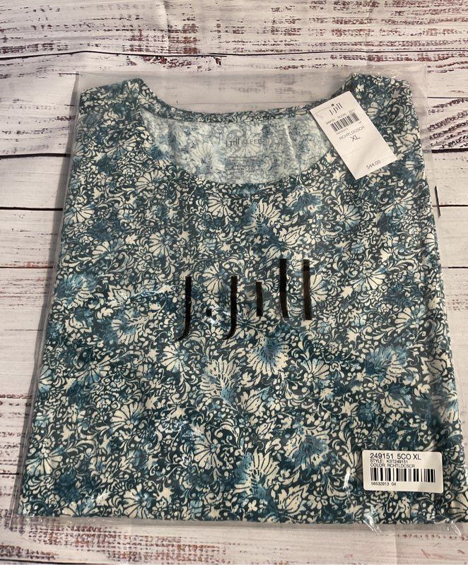 NWT Women's J Jill Sleep Floral Crew Neck Top Blouse Size XL