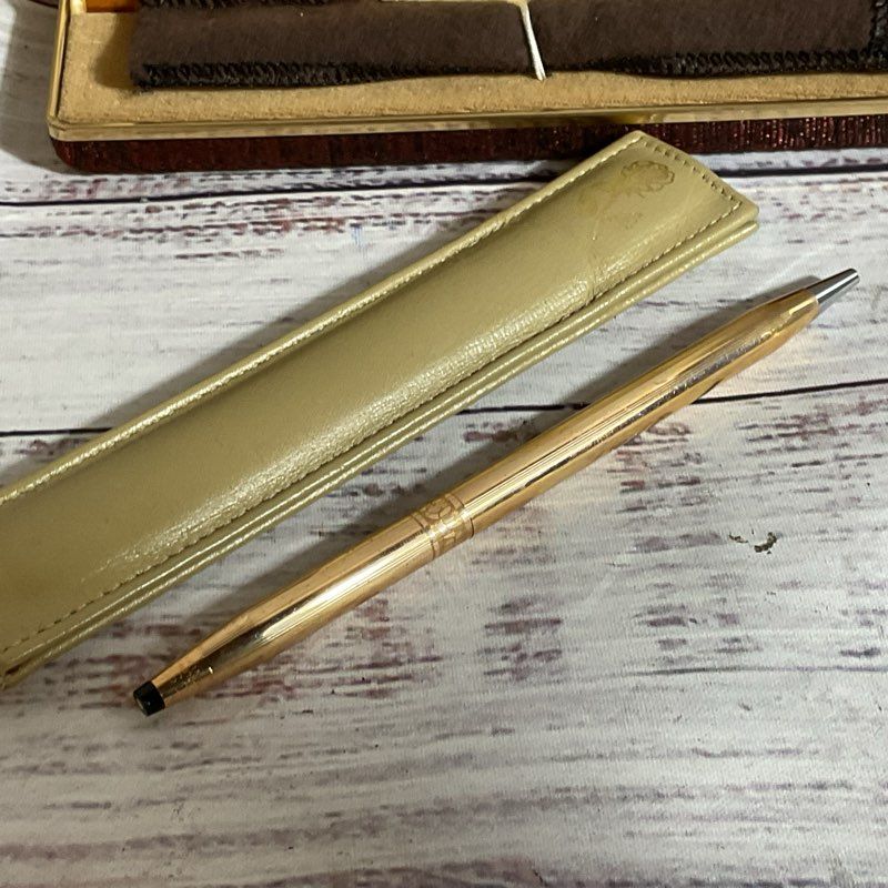 CROSS 14K Gold Filled Blue Ink Ladies Rose Design Pen