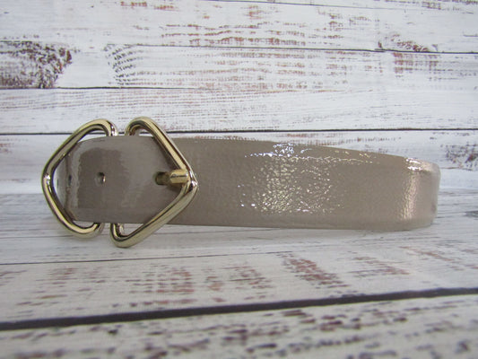 B-Low The Belt Livia Women's Taupe Patent Leather Belt Size XS Made in Italy