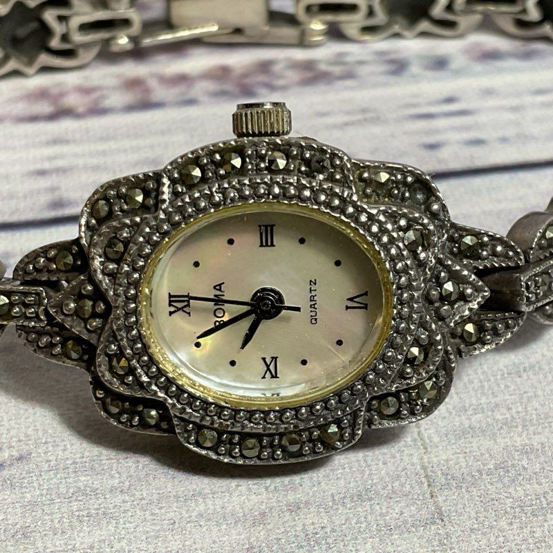 BOMA Sterling Silver Mother of Pearl Dial Watch- 7"