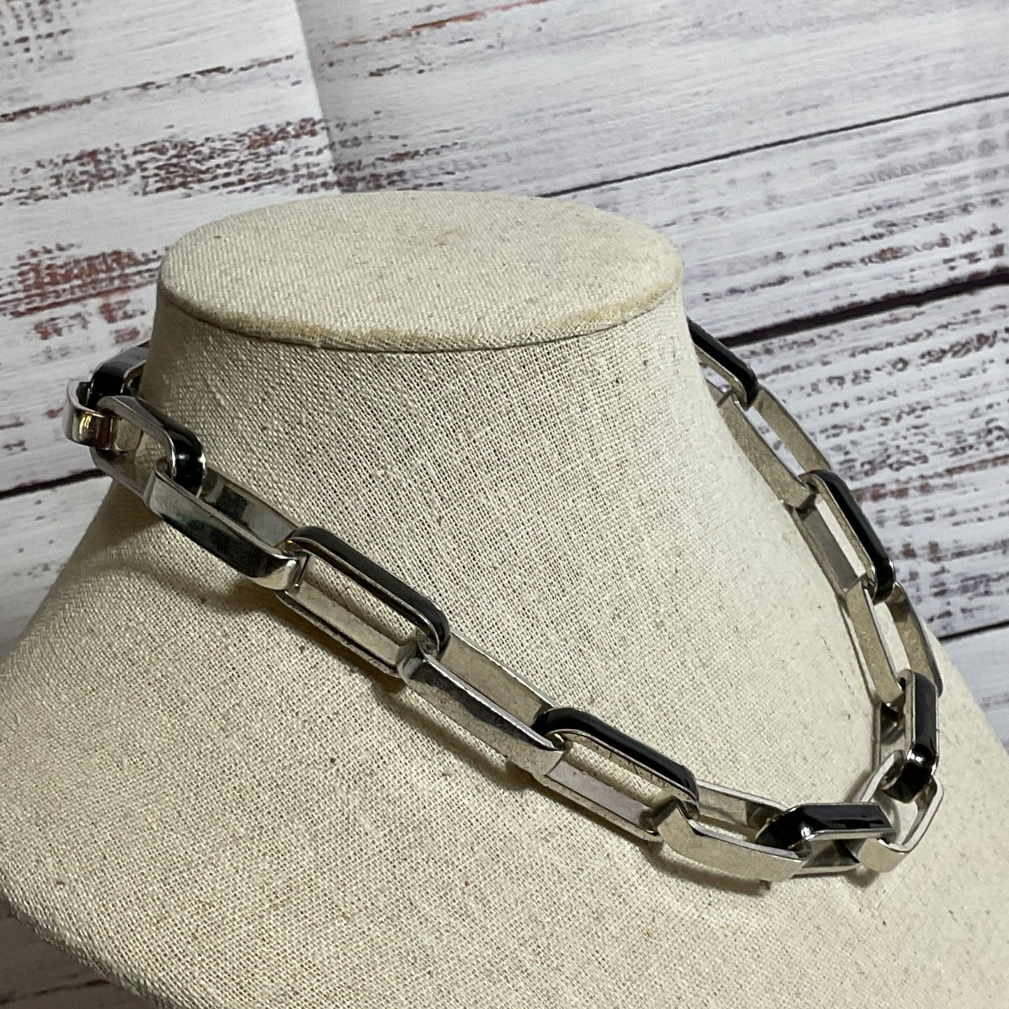 MARC JACOBS Gold Tone & Black Enamel Link Necklace- 19"