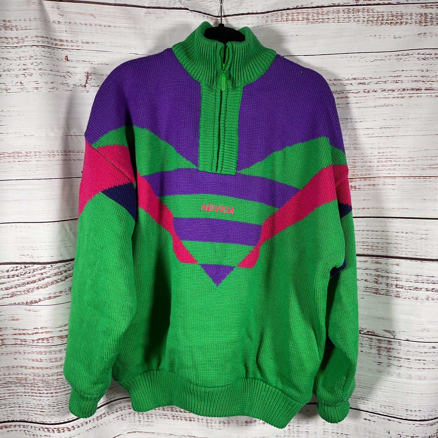 VTG NEVICA 100% Wool Color Block Ski Snowboard Pullover Sweater SEE MEASUREMENTS