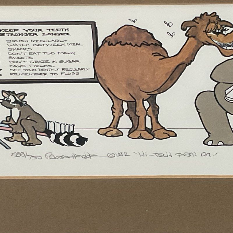 COA Signed ROBERT MARBLE "High-Tech Tooth Dr." Lithograph- FRAMED 38.5" X 10"