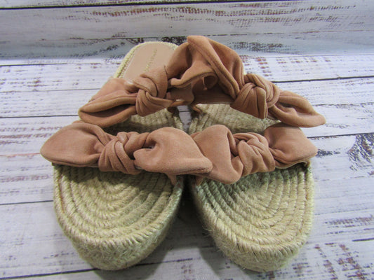 Loeffler Randall Daisy Women's Suede Bow Espadrille Slide Sandals Size 8.5