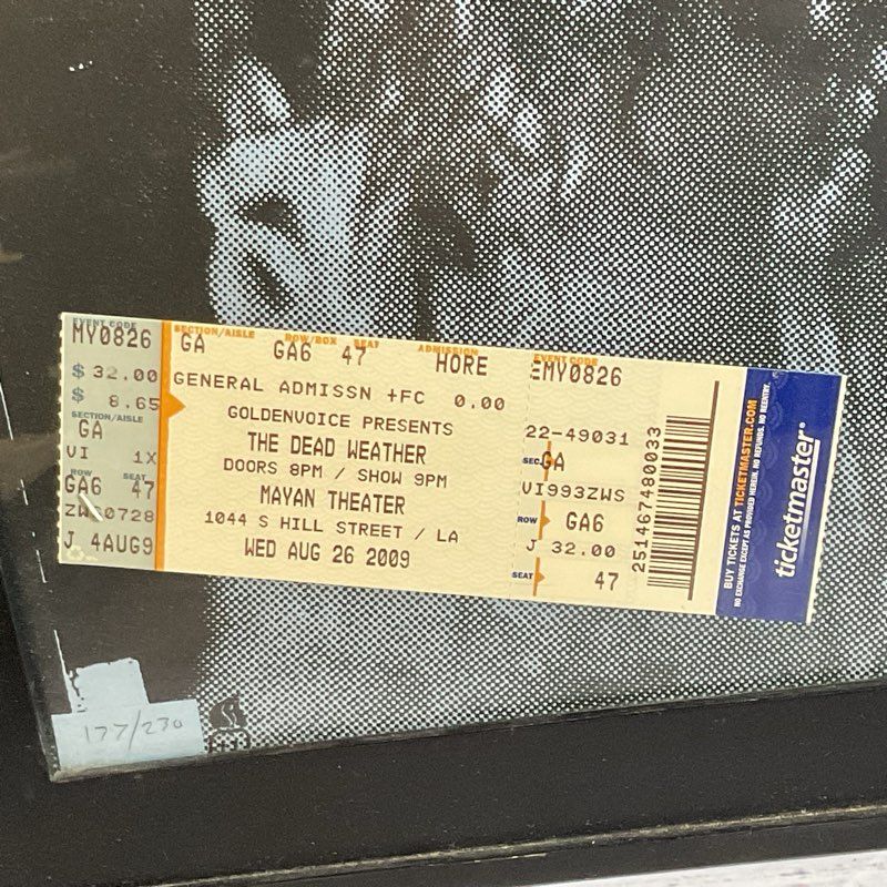 VTG. Limited THE DEAD WEATHER Concert Ticket & Poster- FRAMED 26.5" X 20.25"