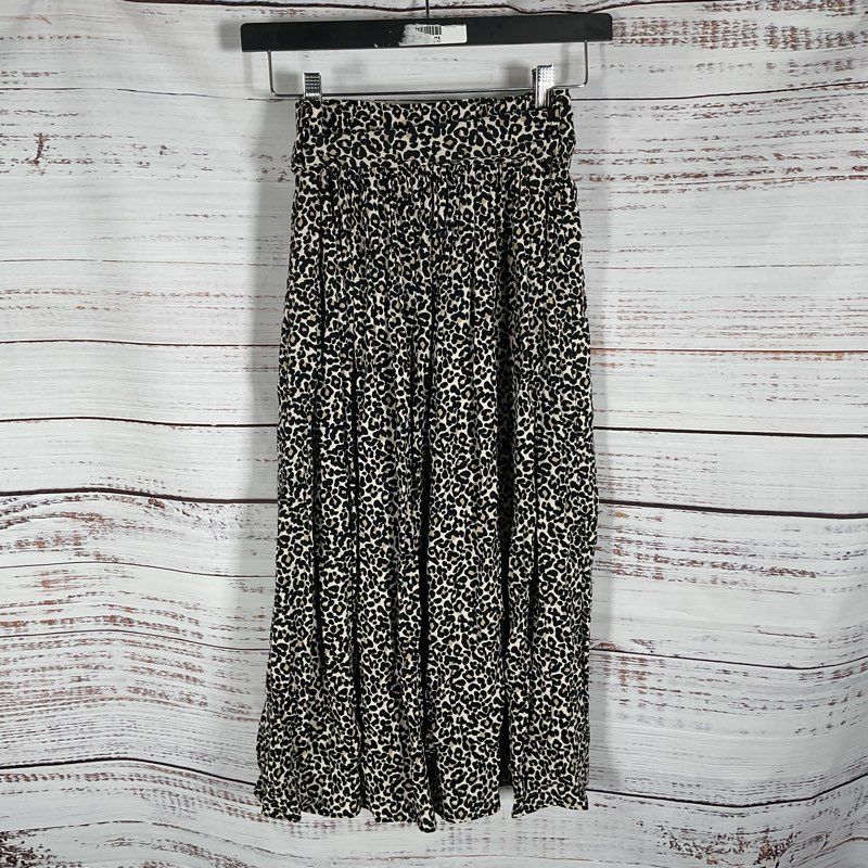 Sezane Elie Leopard Print Belted Flowy Viscose Skirt - Size 34