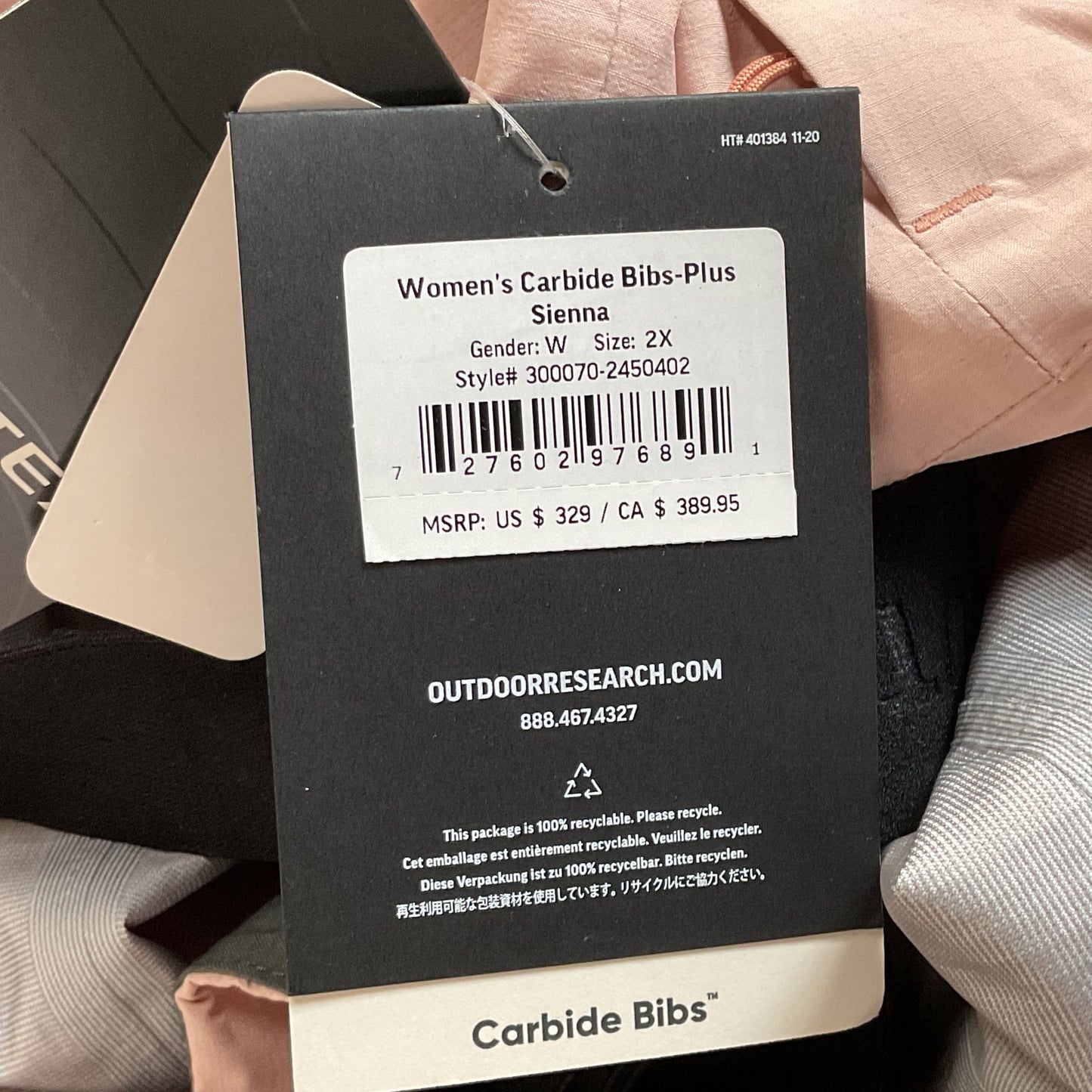 NWT OUTDOOR RESEARCH Women’s Carbide Ski/Snowboard Bibs Sienna Overalls- SZ 2X