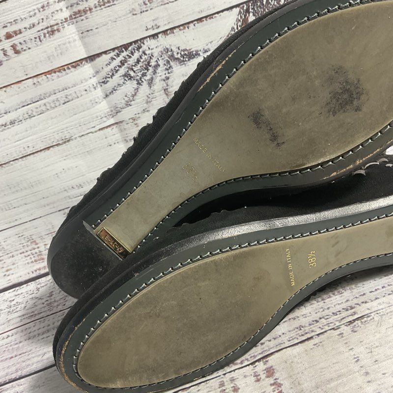 Baldan Venezia Black Studded Suede Flats w/ Zip Up Ankle Strap Women's 8.5 US