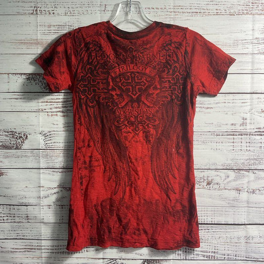 Affliction Red Cotton MMA Fedor vs. Barnette Trilogy Y2K Skull S/S T-shirt sz S
