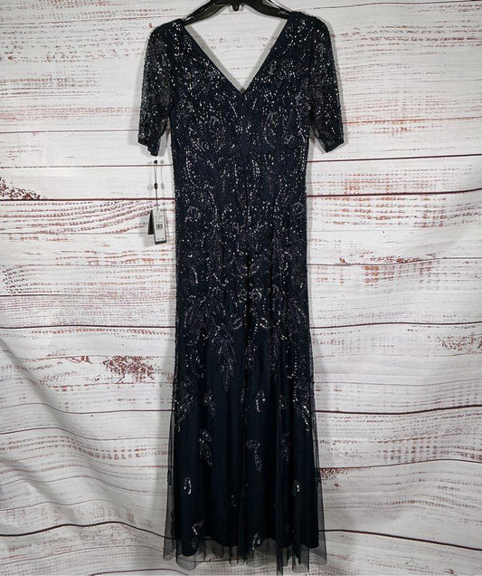 NWT Adrianna Papell Black V Neck Beaded Dress Size 2P Retail $289 STUNNING!!