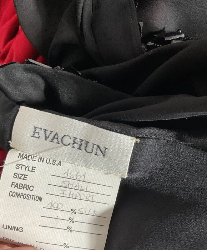 EVA CHUN Women's Black Silk Heavy Beaded Sleeveless Blouse- SZ S
