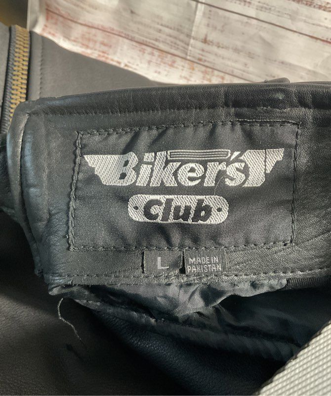 Black Leather Motorcycle Chaps Men’s Black Leather Biker's Club Size L
