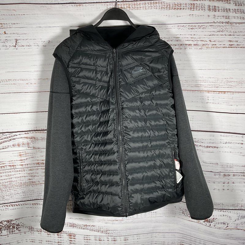 Nike Down 800 Aeroloft Reversible Tech Fleece Full Zip Black Hoodie Men's Size L