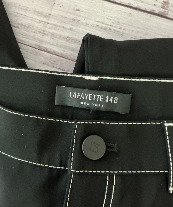 Women's Lafayette 148 York black contrast stitch Pants Size 14/L SOFT MATERIAL!!