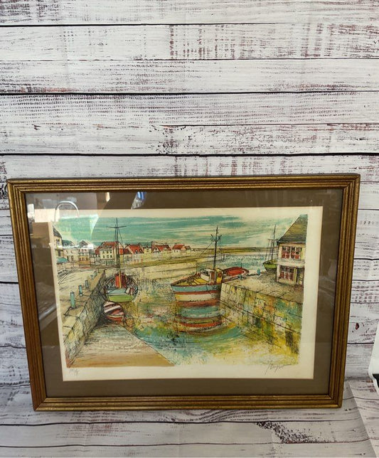 Vintage Boat Port Limited Edition Lithograph #179/275 The Collectors Guild LTD