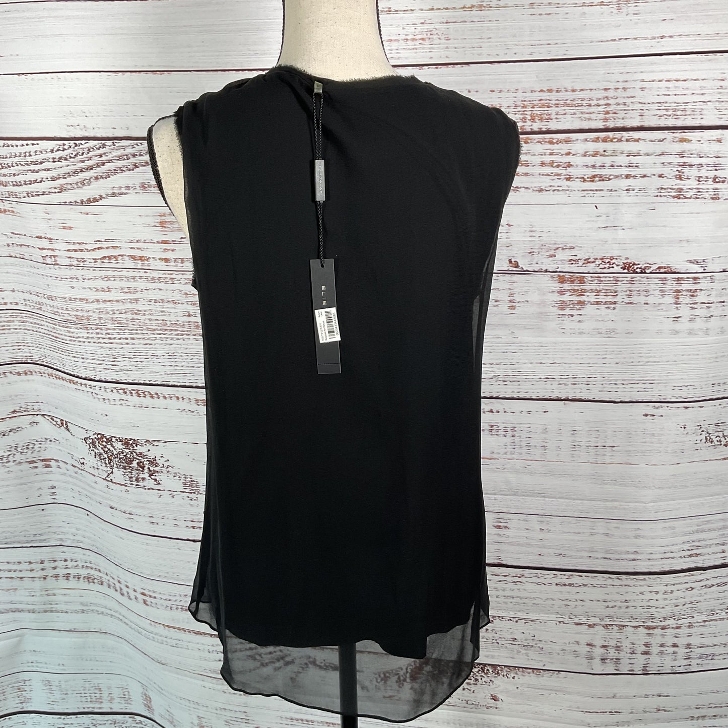 Elie Tahari Black Silk Sleeveless Angelica Tank Top Metallic Ring Sz M New Tags