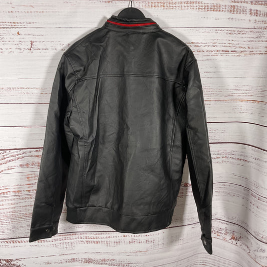F Collection Italian Faux Leather Black Jacket - Size M New W/ Tag