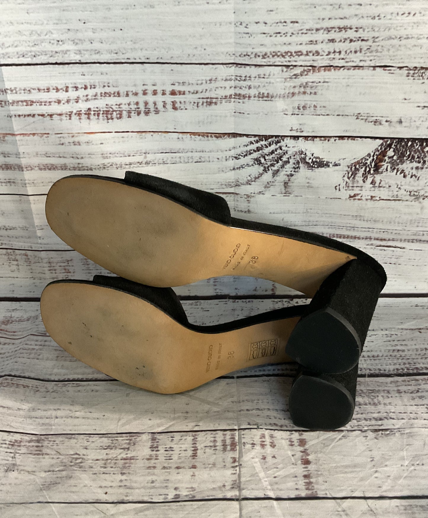 Creatures of Comfort Suede Block Mule Heels Black 7.5