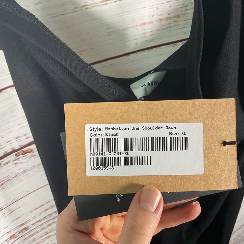 NWT Marcella Manhattan Black Asymmetrical One Sleeve Evening Formal Dress sz XL