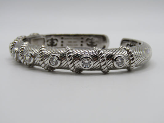 Judith Ripka Sterling Silver Cable Hinge Cuff Bracelet