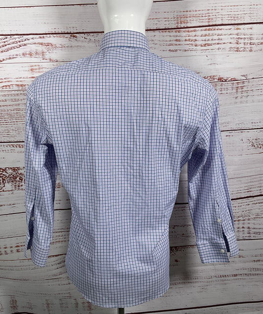 Liberty Shirt Co Check Plaid 3/4 Sleeve Shirt Blue Purple Multicolor