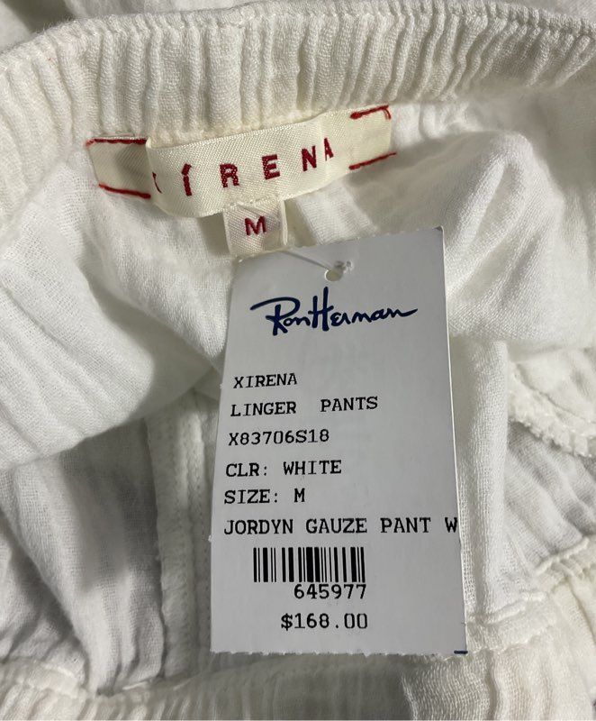 Xirena Women's White Drawstring Lounge Elastic Cotton Pants Size M
