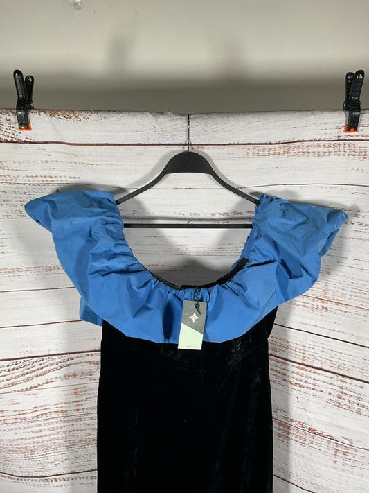 NEW Tuckernuck Zanzibar Blue and Black Velvet Artemis Dress Size 12 Women's