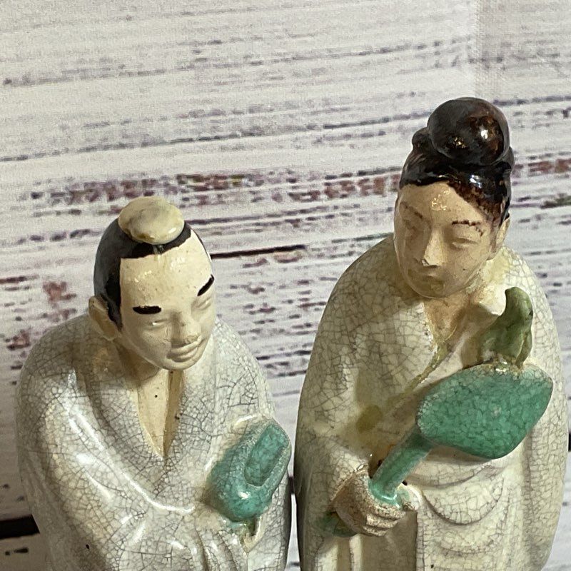 ANTIQUE Chinese Porcelain Man & Woman Figurines- 5"