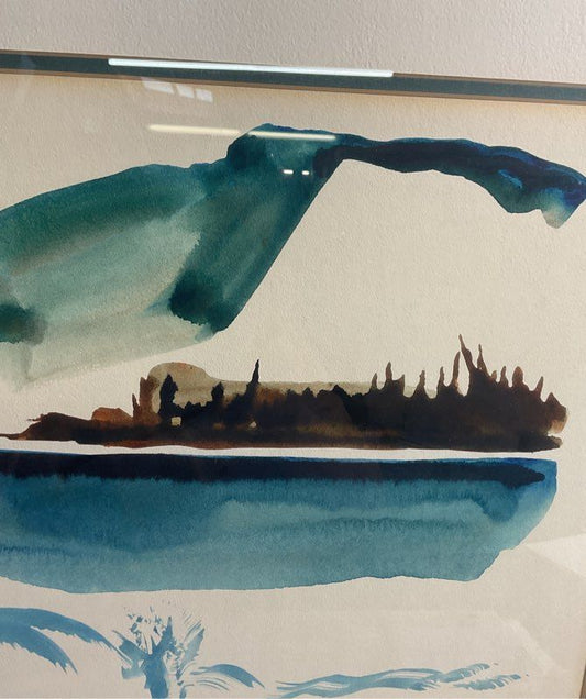 Vintage Wilfrid Corbeil Abstract Forest Watercolor Art Print Signed 1974