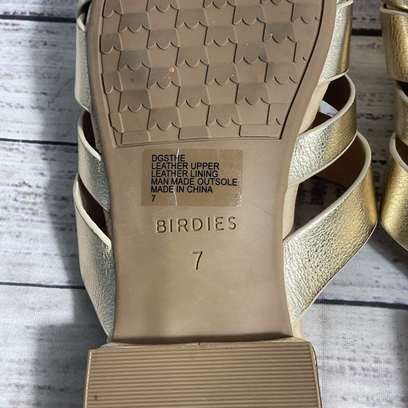 Birdies Woven Metallic Gold Mule Slip On Flats Women's Size 7